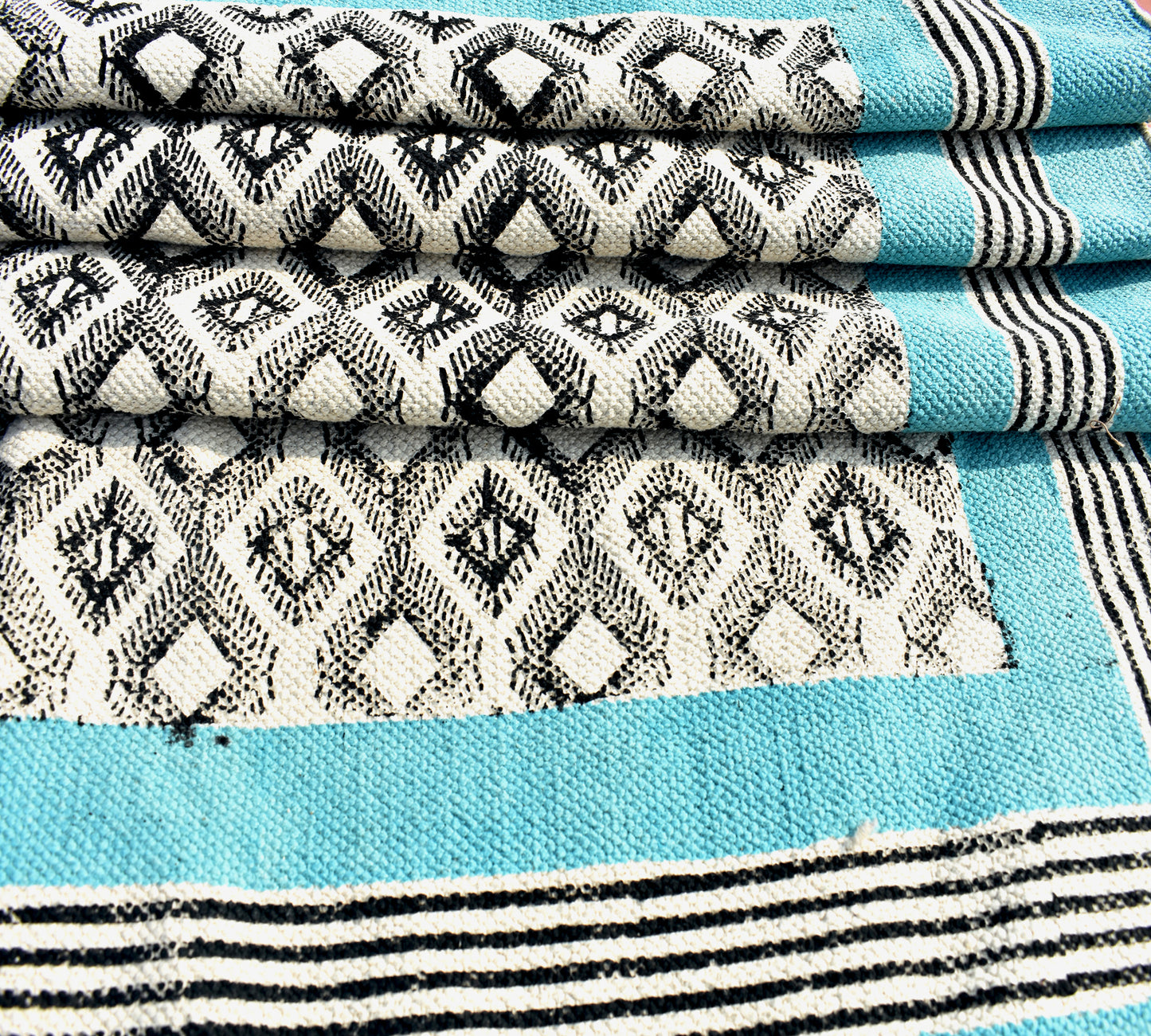 4x6 8x10 9x12 Ft Block Print Rug Outdoor Patio Rug Floor Rug Home Decor Dhurrie Living Room Rug Dining Room Rug Navajo Rug Flatweave Rug