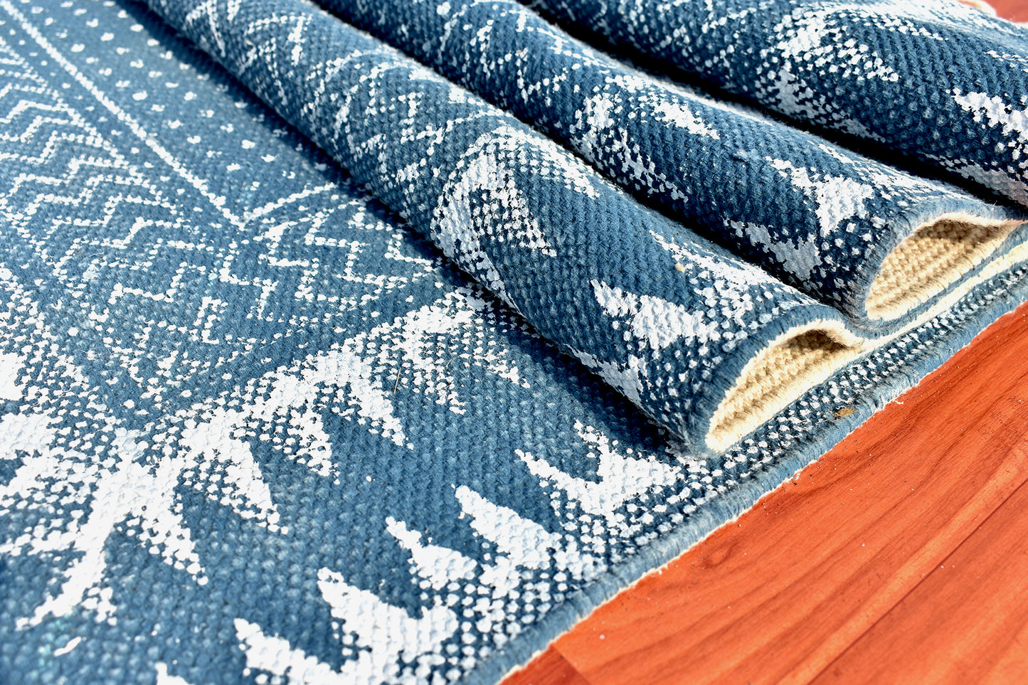 Indigo Blue cotton rug Indian handmade rug Yoga garden mat Living room rug Outdoor patio rug Custom size rug 10x16 feet rug