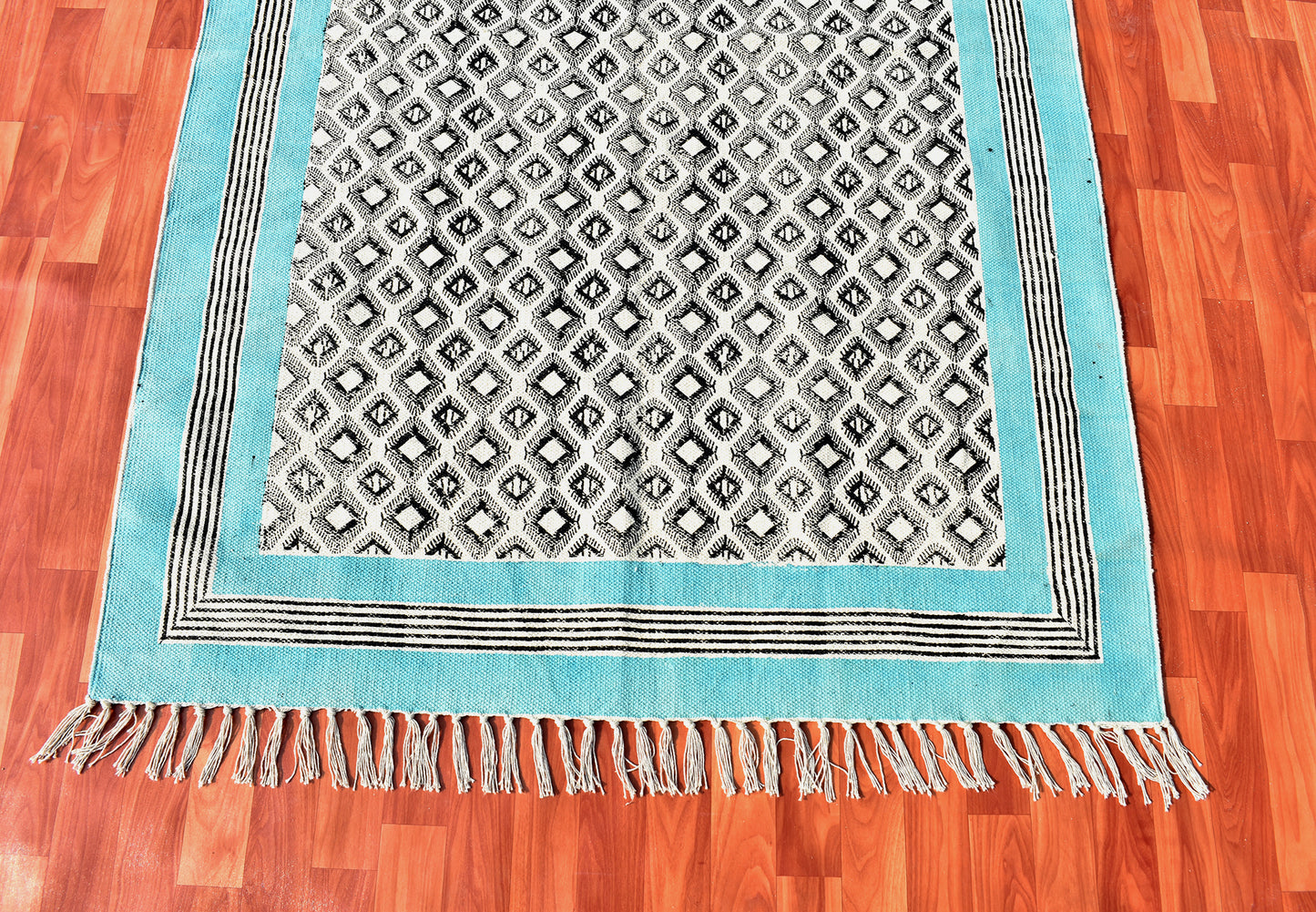 Sky blue grey rug Handmade cotton rug Outdoor patio rug Home décor rug Living room rug Custom size rug, 10x14 feet