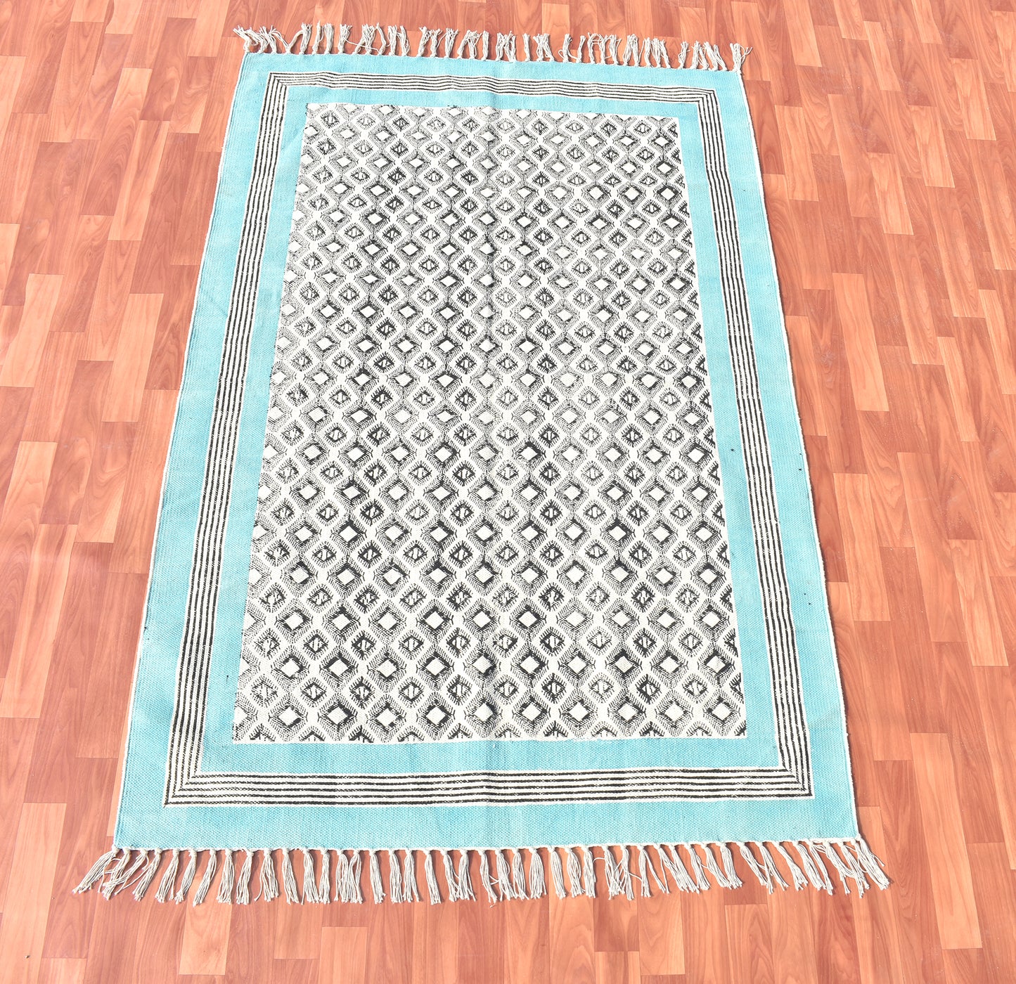 6x8 feet Sky blue rug Cotton area rug Handmade rug Dining room rug Indoor rug Indian rug Outdoor rug Custom rug