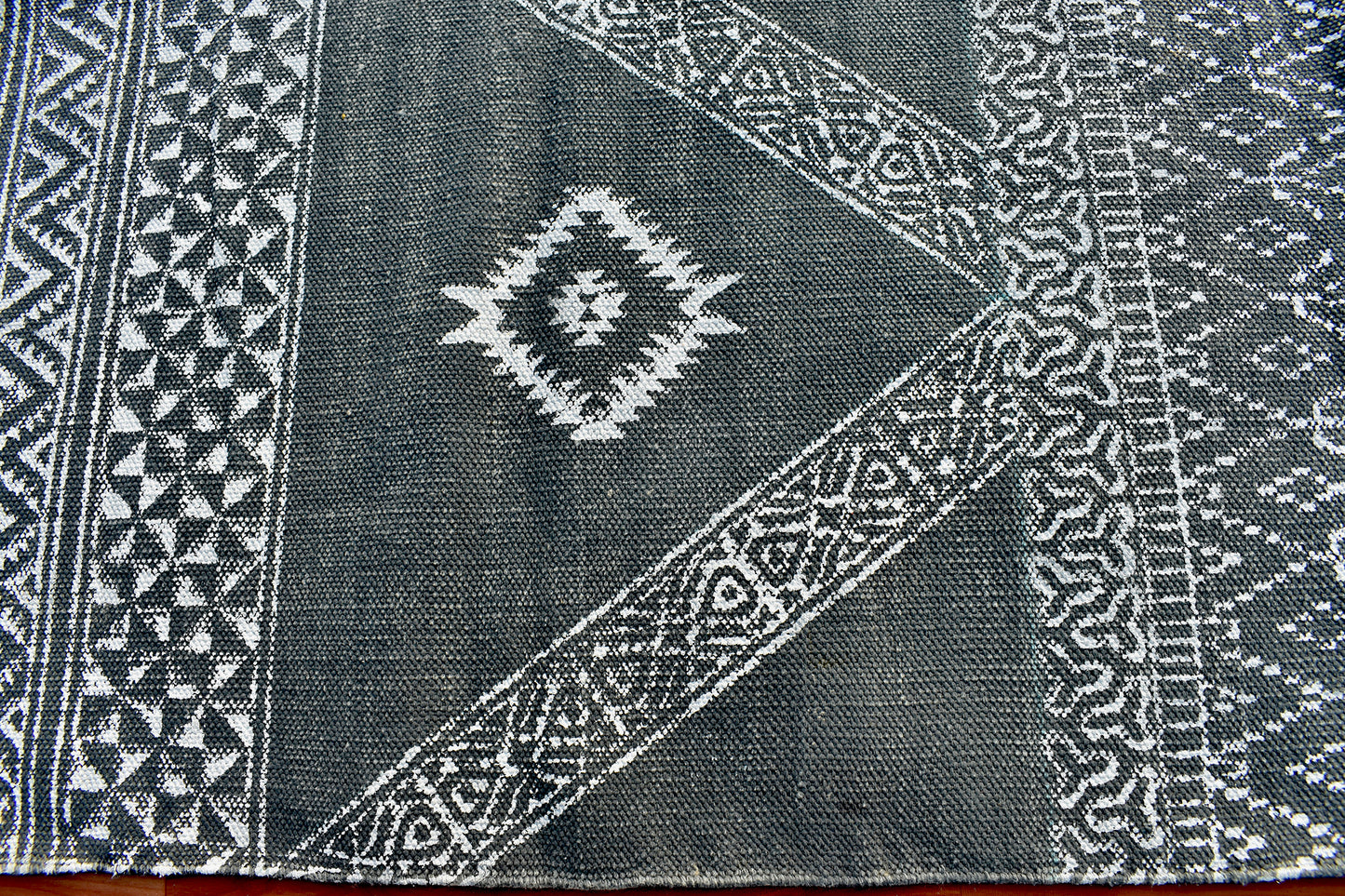 Grey rug Hand block print rug Boho throw rug Floor rug Cotton bohemian rug Modern area rug Moroccan vintage rug, 6x9 feet rug