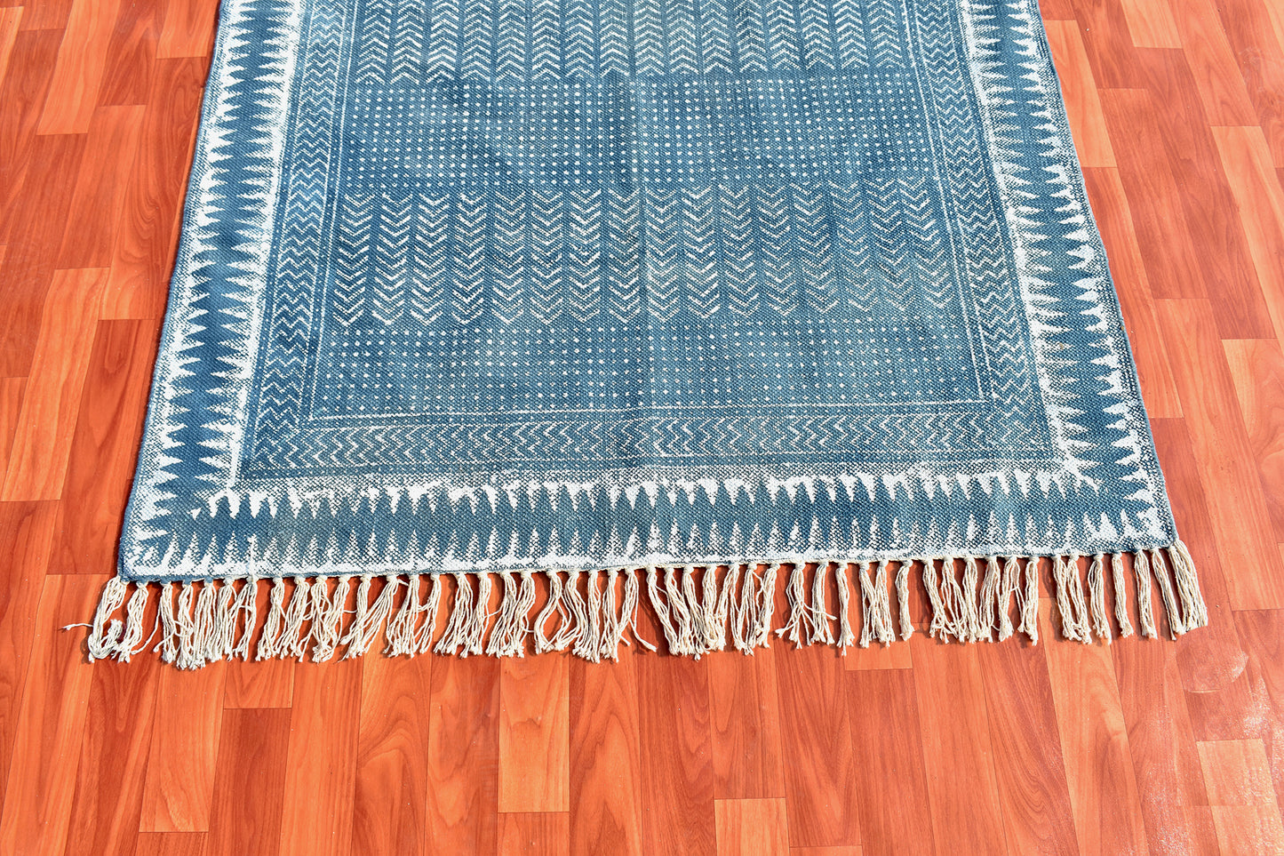 10x14 Feet Large cotton rug Indigo blue rug Handmade cotton rug Bedroom, Living room Outdoor, Indoor rug Home décor area rug