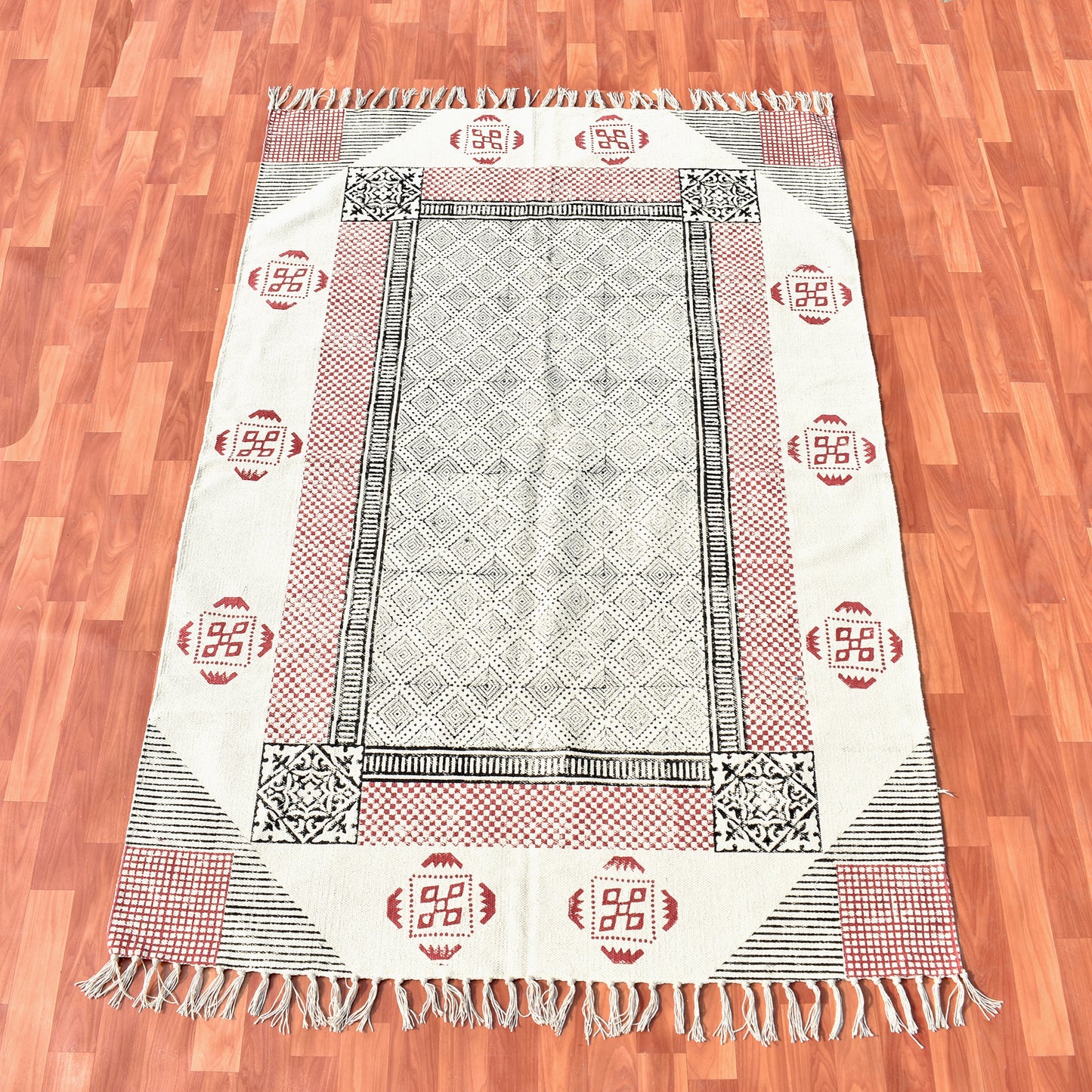 6x8 feet Handmade cotton rug Beige Kitchen rug Outdoor patio rug Custom area kilim Large size rug Outdoor yoga mat