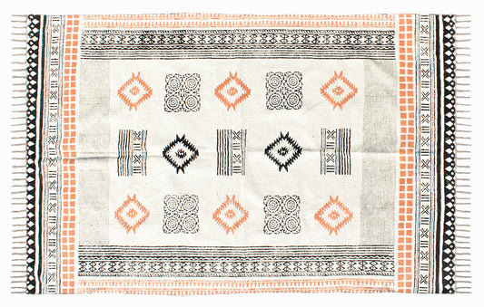 5x7 Ft Indian cotton dhurrie Handmade rug Modern Area rug Home Décor Rug Block Printed Rug Navajo rug Hand woven rug Flat weave rug Area rug