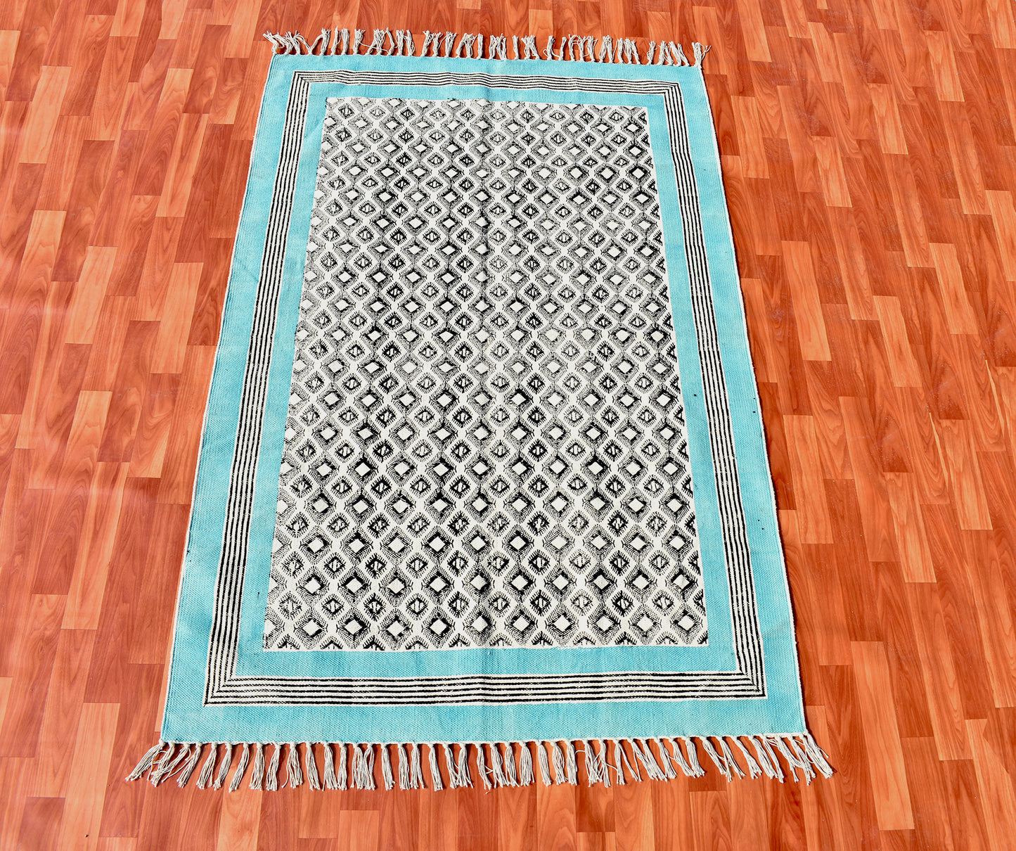 5x5 6x6 8x8 Feet Area rug Handmade cotton rug Block printed rug Outdoor rug Cotton rug washable Rug by living room Oriental vintage rug