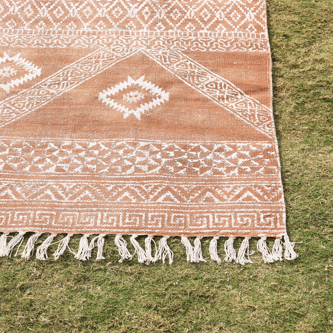 Natural Handmade Rug Block Printed Luxury Hotel Rug, Kitchen Rug, Large Area Rug, Farm House Rug 5x8 Feet