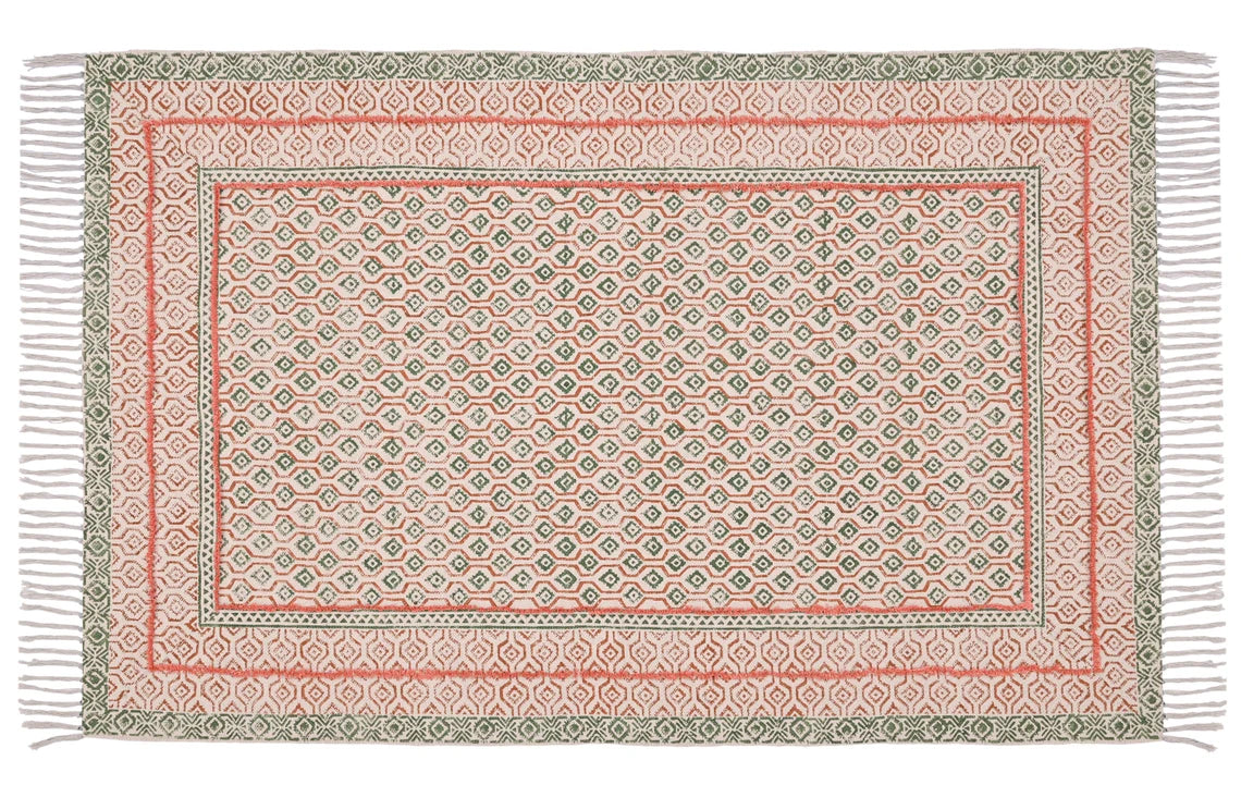 Indian hand block print cotton rug Kitchen rug, Outdoor rug, Garden rug, Living room rug, Hallway runner rug, Square rug, 3x5 4x6 8x10 Feet