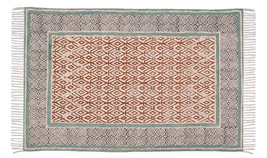 Handmade Cotton Rug Block Print Rug Latest Deign Rug Bohemian Decor Rug Pure Cotton Rug Dhurrie Rug Navajo Rug Runner Rug, 4x6 8x10 9x12 Ft