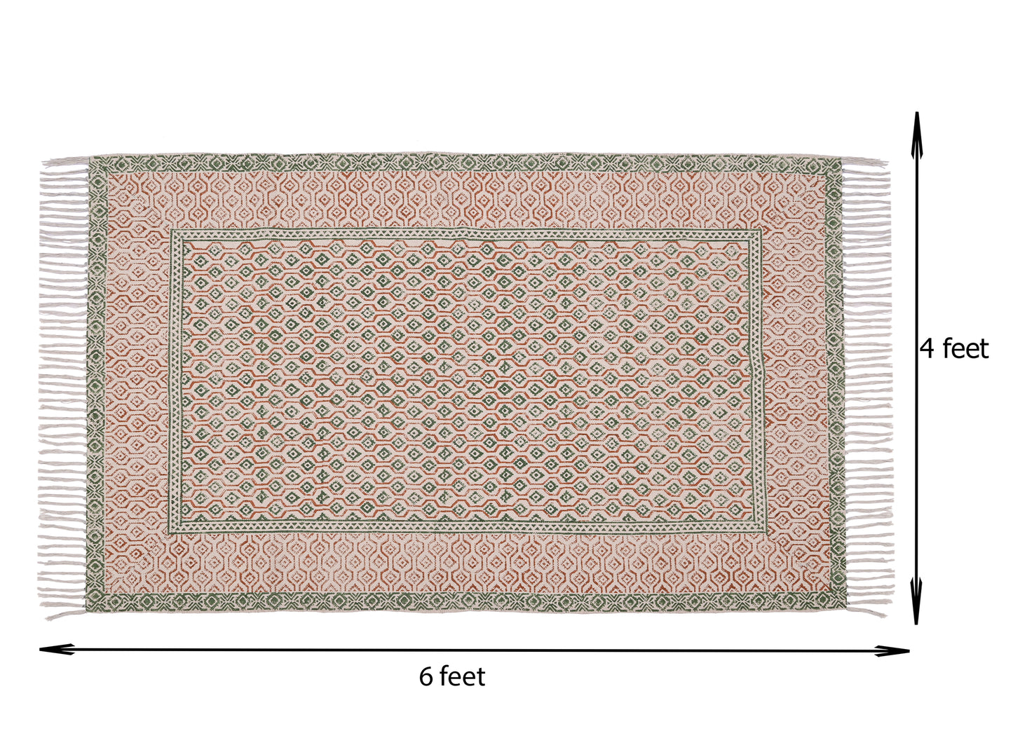 3x5 4x6 8x10 Feet, Indian hand block print cotton rug Kitchen rug Outdoor rug Garden rug Living room rug Hallway runner rug Square rug