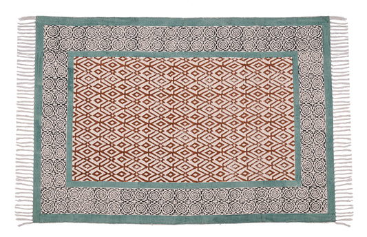 Handmade Cotton Square Rug, Block Print Rug, Indian Dhurrie Rug, Bohemian Decor Rug, Navajo Cotton Rug, Flat Weave Rug, 6x6, 8x8, 10x10 Ft