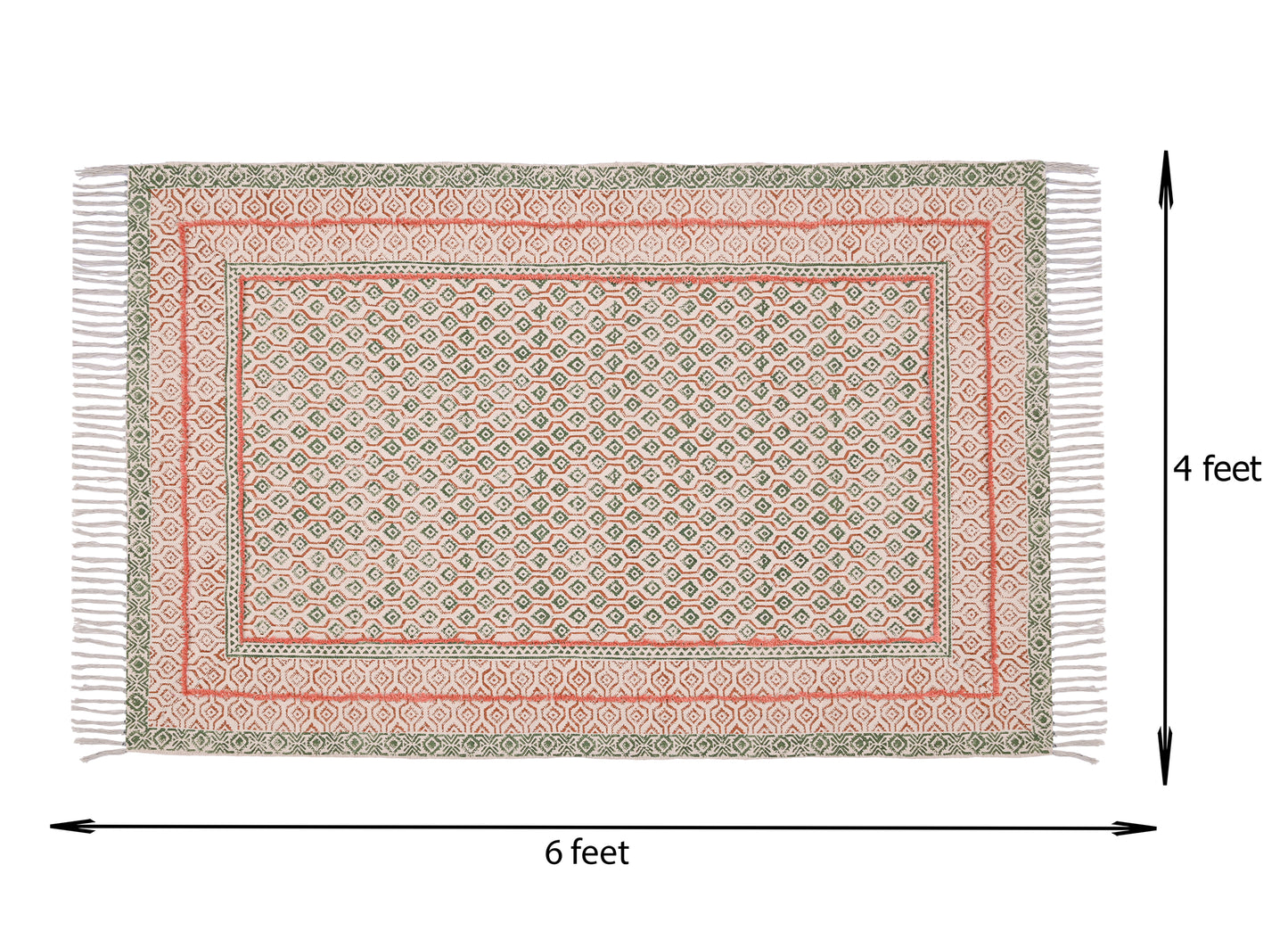 4X10 Feet Indian Handmade Cotton Block printed Runner Rug Boho Rug Kitchen Rug Luxury Area Rug