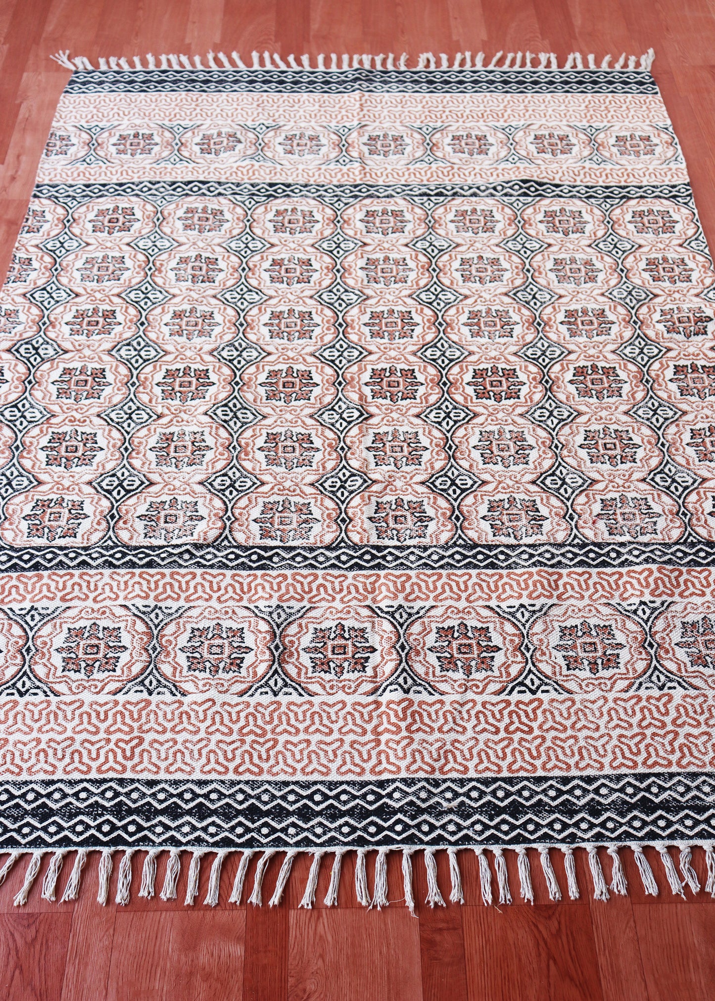 3x5 feet Small cotton rug Floral print rug Small cotton rug Block print rug Dining room rug Kitchen rug Handmade custom rug