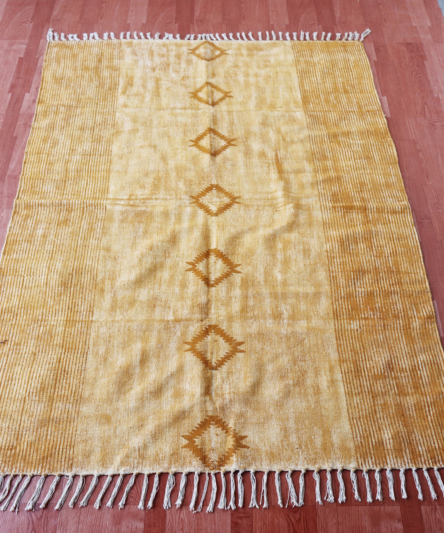 6x8 feet Cotton area rug Bronze rug Hand block printed rug Outdoor rug Yoga mat Home décor rug Indoor rug