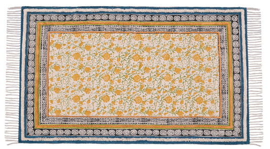 Yellow Floral Designer Decorative Rug Luxury Rug Home Decor Rug Bohemian Style Rug Bedroom Area Rug Designer rug 3x5 Feet