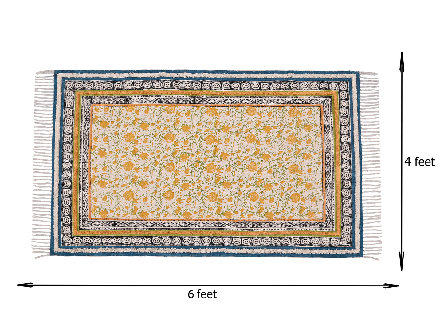 Yellow Floral Designer Decorative Rug Luxury Rug Home Decor Rug Bohemian Style Rug Bedroom Area Rug Designer rug 3x5 Feet