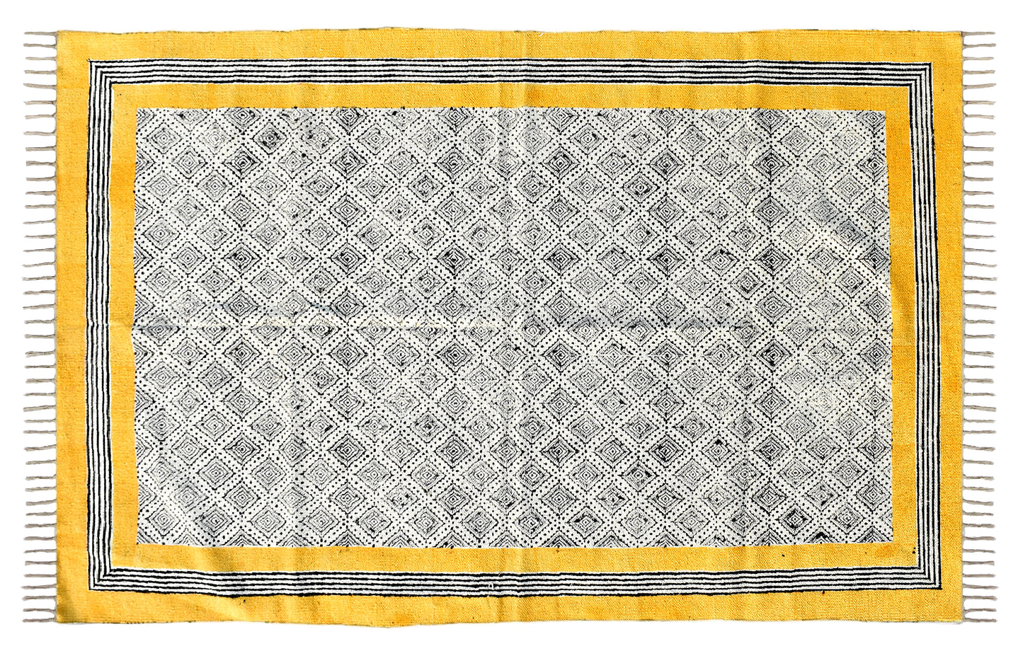 6x8 feet Grey yellow rug Handmade cotton rug Block print rug Outdoor rug Indoor rug Hallway area rug Kitchen rug Living room Custom size rug