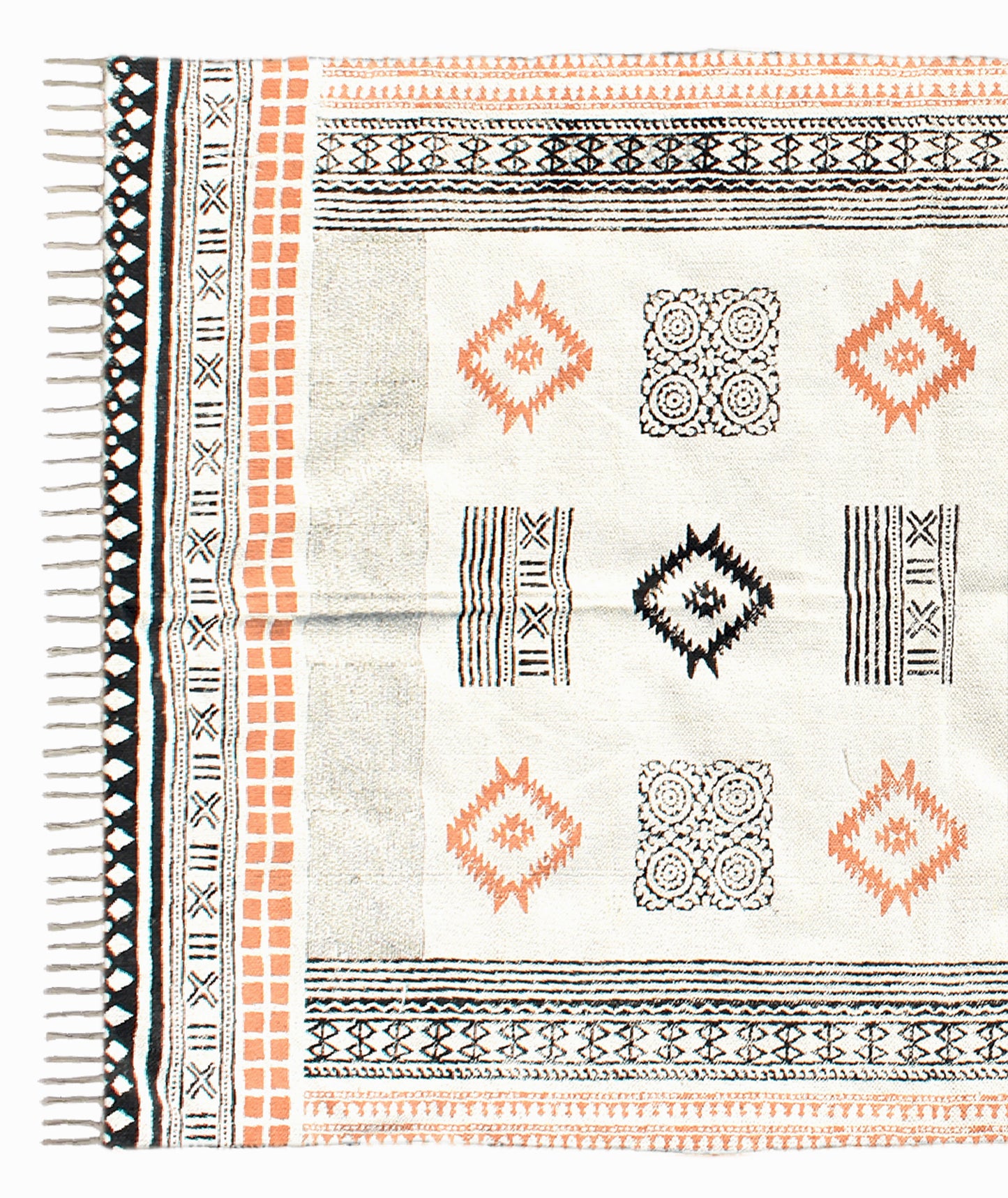 5x7 Ft Indian cotton dhurrie Handmade rug Modern Area rug Home Décor Rug Block Printed Rug Navajo rug Hand woven rug Flat weave rug Area rug