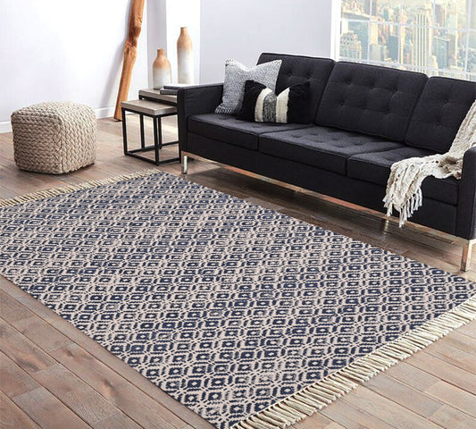 Blue white living room square cotton area rug Outdoor patio custom yoga mat Dining room home floor wall autumn decor 4x4, 6x6, 8x8 feet