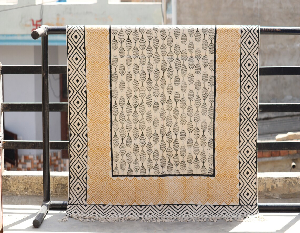 4x6 5x8 9x12 Area rug Cotton area rug Beige black rug Boho rug Custom rug Handmade rug Outdoor rug Dining room rug