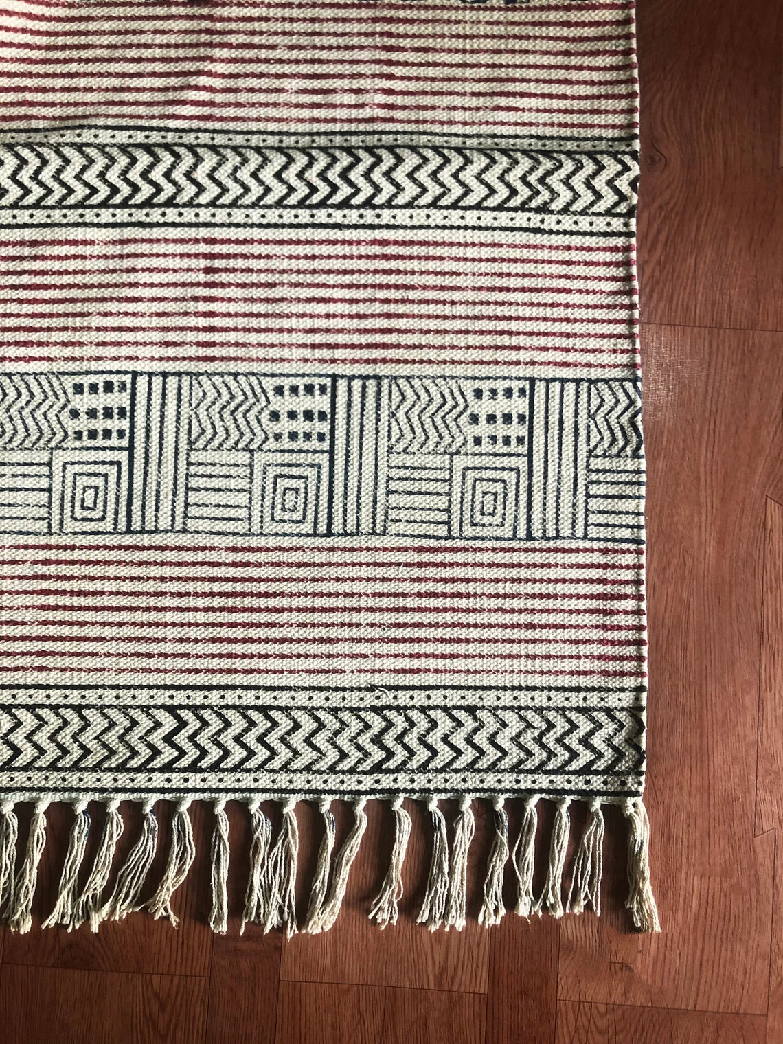 Beige cotton rug Indian handmade rug Living room kilim Custom size rug Yoga garden mat Outdoor patio rug 8x10 feet