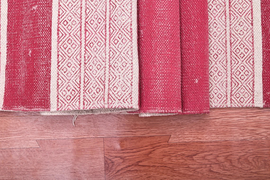 Red Maroon Cotton Rug Hand Block Print Rug Handmade Rug Dhurrie Rug Outdoor Rug, Indoor Rug, Outdoor Garden Rug, Rug For Bedroom, 6x9 Feet