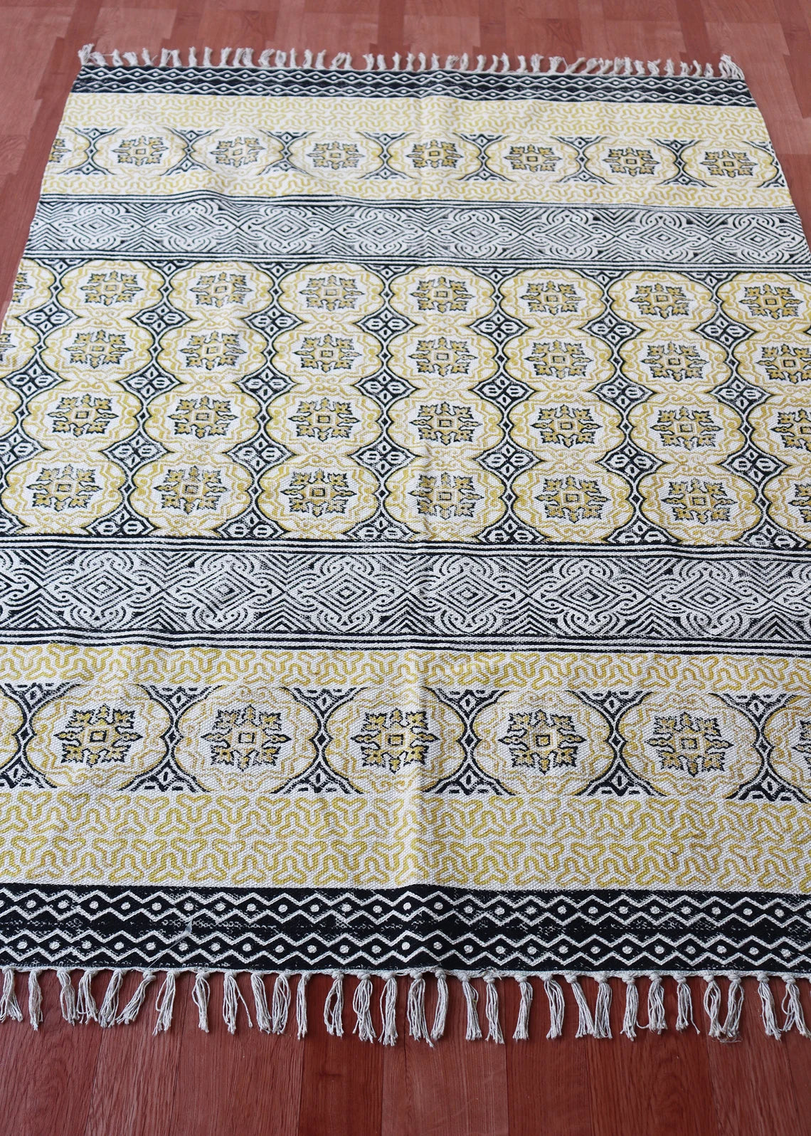 Handmade cotton rug, Living Room, Dining Room, Bedroom Area Rug, Boho Rug, Navajo Rug, Custom rug, Hand Block Print Area Rug 4x6 3x5 Ft Rug