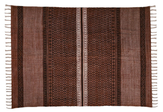 Cotton Dhurrie 4x6 Ft Rug Block Print Rug 6x9 Ft Boho Outdoor rug 8x10 Vintage rug Turkish rug Kilim Rug Brown Color Rug Floor Rug Area Rug