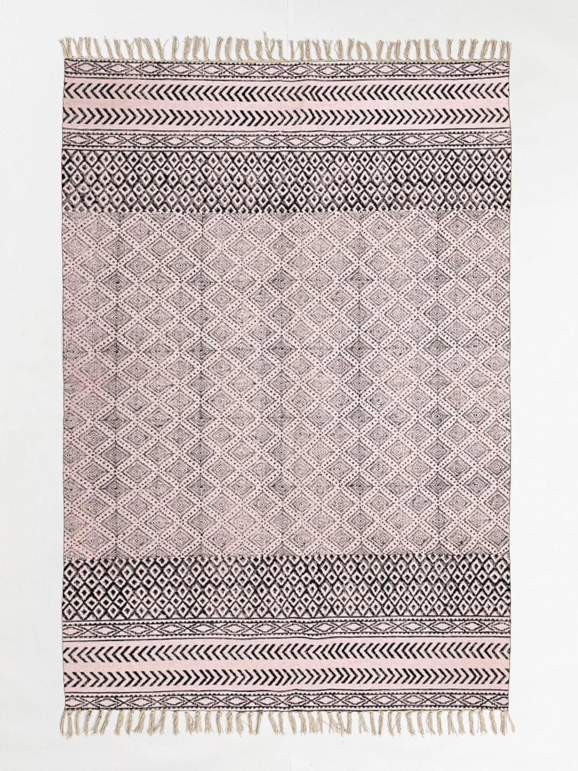 Gray and beige bedroom cotton area rug Custom bohemian living room decor mat Dining room floor carpet block print rug handmade rug 8x10 feet