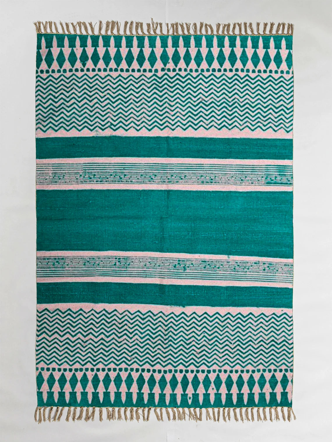 10x14 Feet Area Rug Green Rug Hand Block Print Rug Indian Cotton Rug Flatweave rug Hand Weave Rug Floor Rug Large Cotton Carpet Area Rug