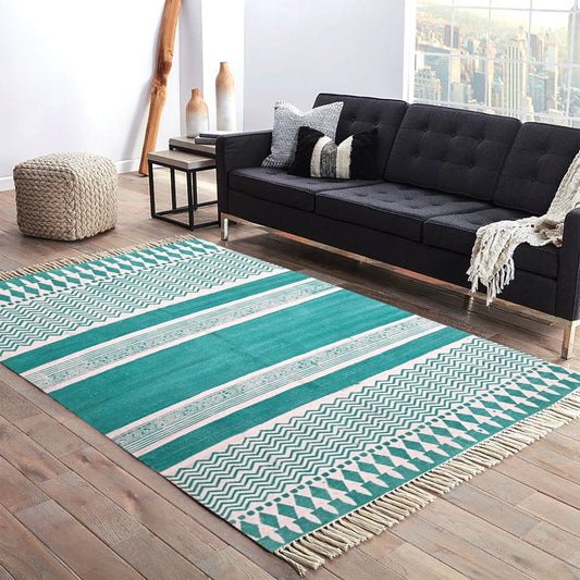 8x10 rug Handmade Cotton rug Green color rug Area rug Turkish rug Living room rug patio rug Boho rug Kilim rug Home decor rug Custom rug