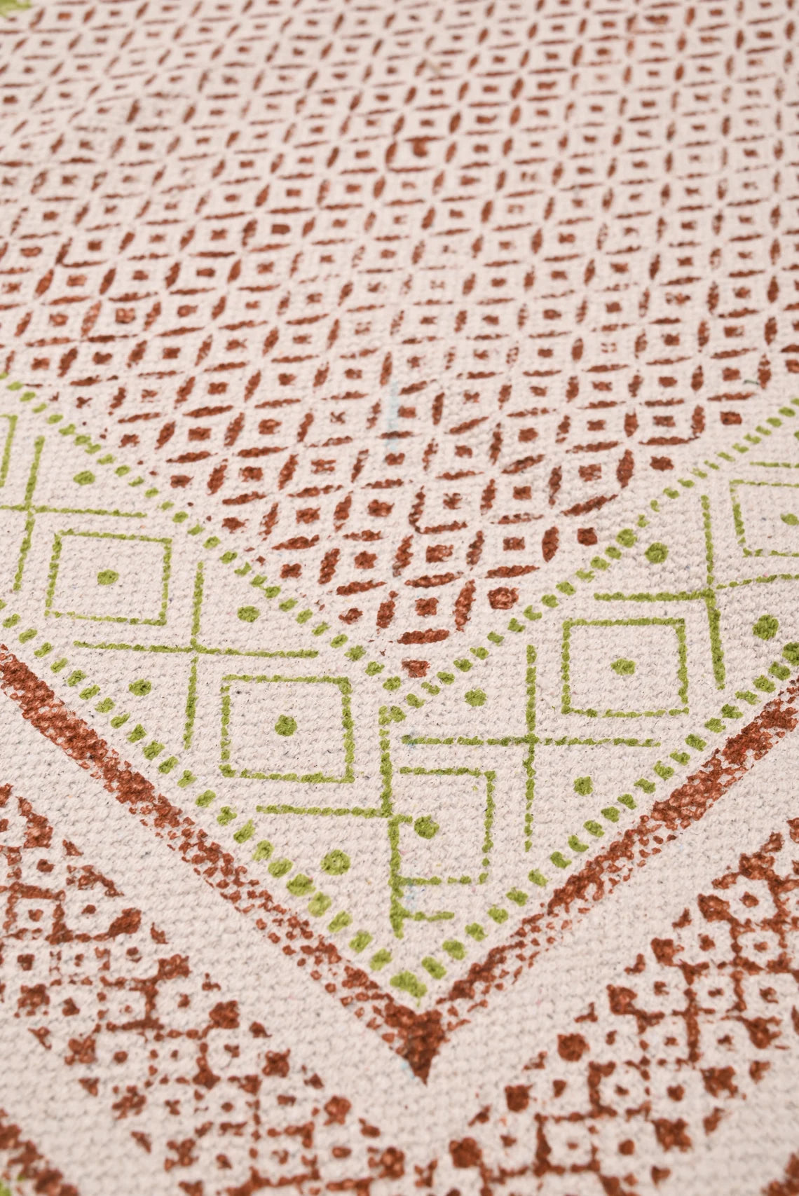 Handmade cotton rug Block print rug Green rug Living room rug Bedroom rug Kitchen runner rug Square rug, 3x5 4x6 8x10 Feet