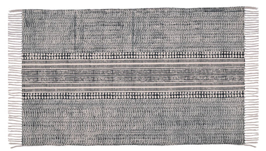 Runner cotton area rug Indian handmade floor rug Hand block printed woven rug Geometric stair kilim rug Doormat carpet 4x10 feet