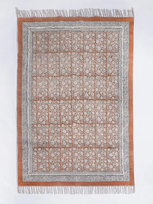 Cotton block Printed rug, handmade rug, Cotton runner rug, area rug, Boho Rug, Living Room Rug, Home Decor, Indoor rug, 2.6x10,3x10,4x10 ft