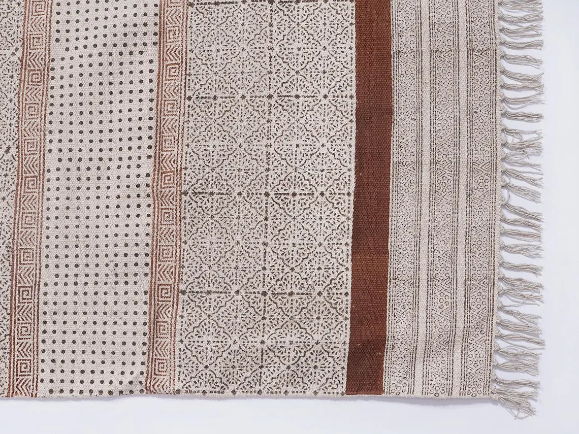 Handwoven Cotton Area Rug Hand block print Rug Boho Rug Home décor rug Square Rug, Décor Rug, Indian Rug, Area rug Custom Size 4x4,5x5,10x10