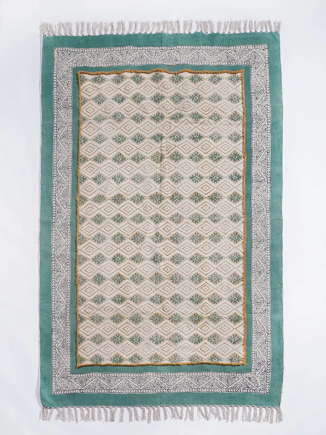 Hand Block Printed Dhurrie rug ,Flatweave Cotton Rug,  Dhurrie rug, floor rug , home decor rug ,  Moroccan Rug ,4x6,5x8,6x9, feet”