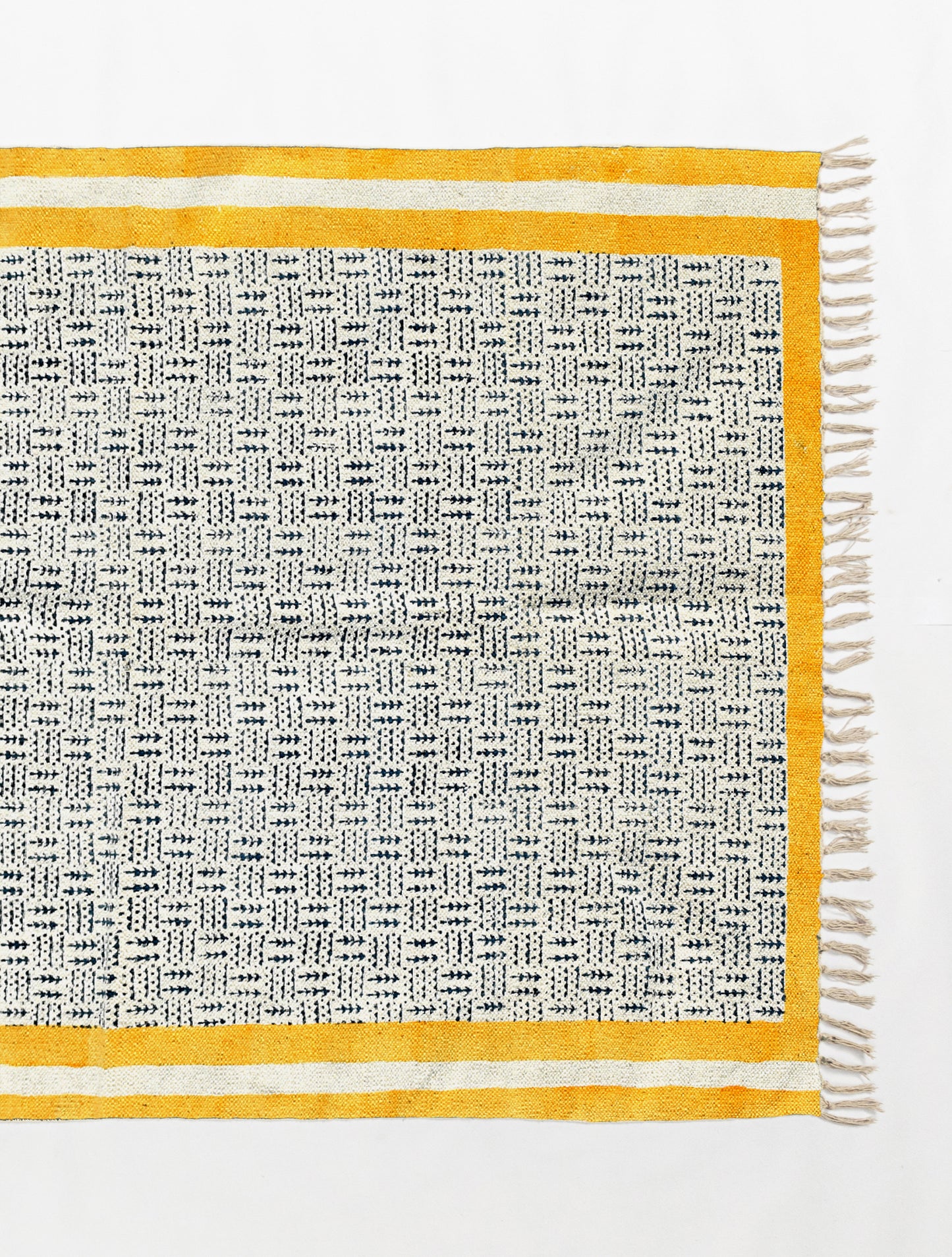 Cotton Dhurrie Rug Blue Yellow Color Rug 9x12 Feet Large Area Rug Outdoor Rug Oushak Rug Bedroom Rug Dining Room Rug  Bohemian Rug